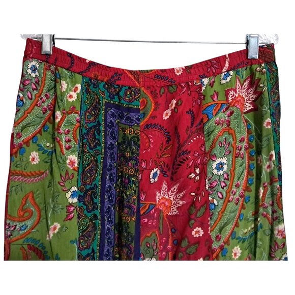 Boho Carrie Allen Skirt Womens Size L Rayon Maxi Hippie Gypsy Paisley Floral Pat - Picture 5 of 9